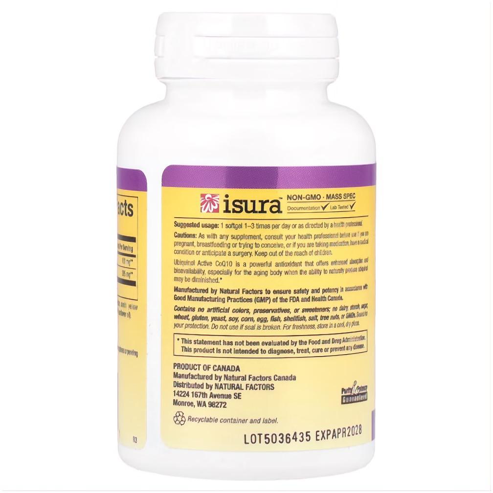 180-3 Ubiquinol CoQ10 100mg Softgels